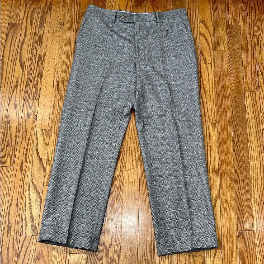 Samuelsohn Grey Glen plaid Flat Front Wool Dress Pants. Size 32.